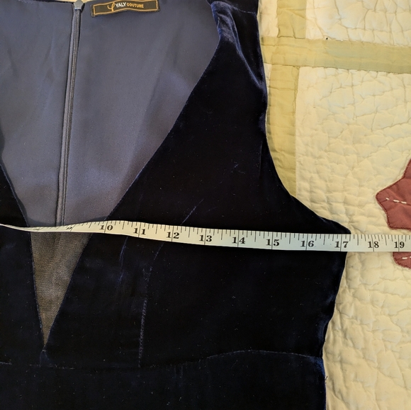 Yaly Couture Navy Blue Silk Velvet Cocktail/wedding Guest Dress- S/M - Picture 4 of 5